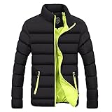 DAY.LIN Männer Winterkleidung Schmale Passform Verdicken Stehkragen Baumwolljacke Männer Winter Warm Slim Fit Dicke Blase Mantel Freizeitjacke Parka Oberbekleidung (Grün, EU46 /M)