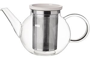 Villeroy und Boch Artesano Hot and Cold Beverages Teapot M with Strainer, 1 L, Borosilicate Glass/Stainless Steel, Clear