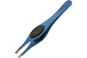 YNR England Pro Eyebrow Grip Tweezers Hair Tweezers Eyebrows Rubber Grip Comfort (Light Blue & Black)