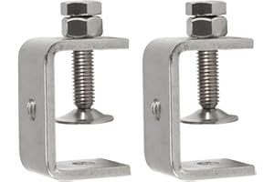 HNIUYUN 304 Stainless Steel C Clamps, Heavy Duty C Clamps for Metal Working, Woodworking Building Tiger Clamp Adjustable Wide Jaw Opening C Clamp, Silver