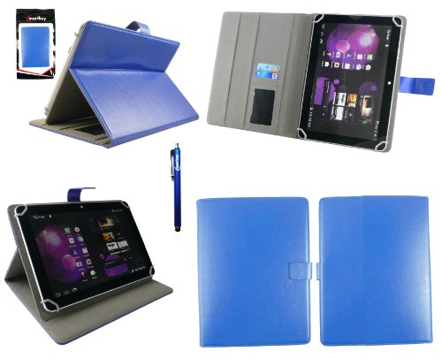 Emartbuy® Archos 101b Oxygen Tablet PC 10.1 Zoll Universalbereich Blau Multi Angle Exekutiv Folio Mappen Kasten Abdeckung mit Kartensteckplätze + Blau Eingabestift