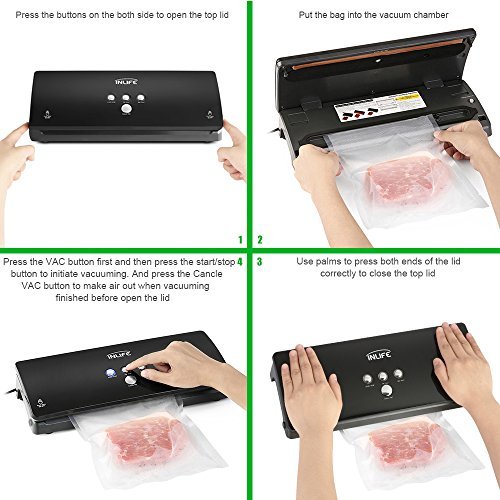 INLIFE K8 Vakuumierer, sous vide vakuumierer mit 10 Beutel(5 für 6×10″und 5 für 10×8″) - 3