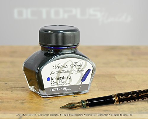 Octopus Fluids 30 ml feinste Schreibtinte Königsblau für Füllhalter / Schreibfedern im Tintenglas, Füllhaltertinte löschbar - 2