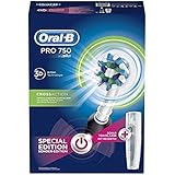 Oral-B PRO 750 CrossAction - Cepillo de dientes eléctrico recargable, pack regalo, color negro