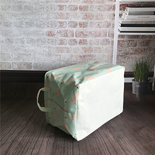 Inwagui Faltbaren Aufbewahrungskorb Wäschekorb Kinder aufbewahrung Spielzeug Warenkorb Kleidung Halter mit Deckel 39* 25* 22cm-Flamingo B - 3