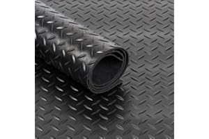 Shield Autocare 9m x 1.3m Rubber Matting Roll | Checker Plate Rubber Flooring Mat for Garage Floor, Van, Gym, Shed | Black 3mm Thick Outdoor Indoor Anti Slip Waterproof Sheet