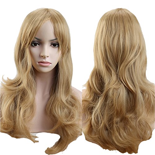 S-noilite Sexy Lady Full Wig 19" Curly Ash Blonde Hair Wig Natural Color Daily Dress