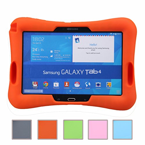 NEWSTYLE Samsung Galaxy Tab 4 10.1 Kinderfreundliche Silikon Hülle Schutzhülle Tasche Case für Samsung Tab 4 SM-T530/T531/T535 (10,1 Zoll) - Orange