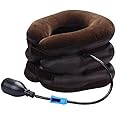 JEVAL 3 Layer Cervical Neck Traction Device Effective and Fast Pain And Stress Relief Neck Pain Inflatable Neck Stretcher Collar for Men and Women (Brown color,1 Pcs) (Neck Traction)