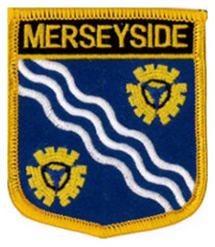 Klicnow Merseyside (Shield) Embroidered Patch 6cm X 7cm (2 1/2" X 2 3/4")