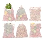 Earthy Fab 100% Cotton Fridge Storage Bag for Vegetables and Fruits Mesh Net Fabric. Multipurpose, Reusable, Eco Friendly. Set of 6