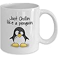 SCPmarts Create Your Desire Penguin - Chillin Like A Penguin Ceramic Coffee Mug, White, 11Oz