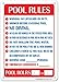 Produktbild Pool Rules Schild Metall Platte Blechschild Aluminium Plaque 20,3 x 30,5 cm Innen strapazierfähige Outdoor
