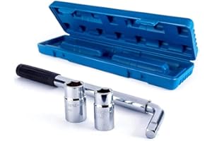 QUISTALA Dynamometryczny do usuwania nakrętek kół z normalnymi nasadkami 17/19 mm i 21/23 mm, antypoślizgowy, trwały, wysuwany, teleskopowy klucz nasadowy do opon do samochodów osobowych