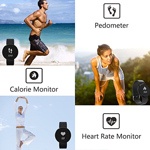 Fitness Smart Watch, Riversong Smart Uhr Bluetooth Fitness Tracker mit Blutdruckmessung, Aktivitätstracker, Schrittzähler, Kalorienzähler, Herzfrequenz-Anzeige, Schlaf-Monitor, Wecker für iOS und Android Smartphones - 3