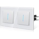 BSEED Switch Switch with Glass, Double Stop Switch with Hook,Rocker with LED Lights, Easy Installation, Easy to Clean, E-Seri