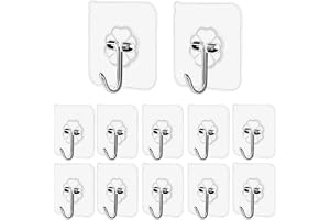 McMola 12Pcs Heavy Duty Adhesive Hooks - 8kg Max Waterproof Wall Hooks | 12 Pack Bulk; 8kg Heavy Duty Support; Drill-Free Self Adhesive; Waterproof & Oil-Proof; Ideal for Kitchen, Bathroom & Tiles