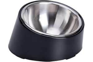SuperDesign Mess Free 15° Slanted Bowl for Dogs and Cats, Tilted Angle Bulldog Bowl Dog Feeder, Non-skid & Non-spill, Easier to Reach Food M/1 Cup Dark Black