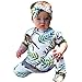 Produktbild URSING Neugeborenes Baby Mädchen Karikatur Hirsch Drucken Wald Spielanzug Prinzessin Overall Niedlich Strampler+Super süße Stirnband Outfits Sommer kleidung Ausstattungs Babyspielanzug (70, Grün)