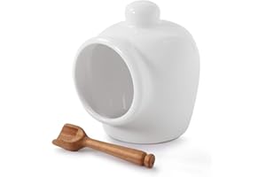 WM Bartleet & Sons 1750 T52W Traditional Porcelain Small Pig with Wooden Salt Serving Spoon-White, 9cm