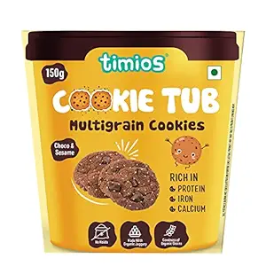 Timios Cookie Tub- Multigrain, Rich in Protein, Iron and Calcium Cookies-150g