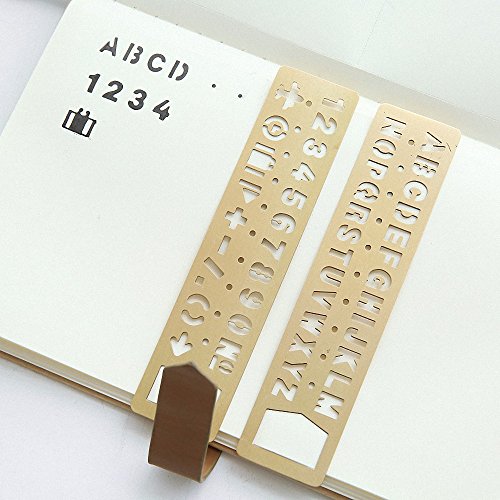 amupper Messing Nr. Buchstabe Schablonen – Metall Vorlagen mit viel Symbole – Set von 2 - 5