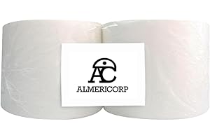 ALMERICORP Bobina de Papel Industrial de Pasta de celulosa Blanco 100% | Pack de 2 unidades