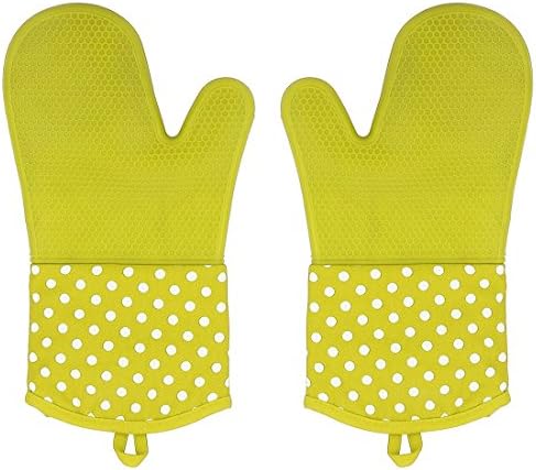NILSTOREY Oven Gloves Heat Resistant Anti-Slip Silicone Backhand Gloves Pot Gloves Grill Gloves for Cooking, Baking, Barbecue Isolation Pads, 2 Pack (Black)