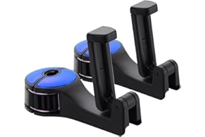 KETTION 2 Stücke Verbesserter 2-in-1 Auto Hakenhalter, Heckhaken für Autositze mit Handyhalterung (Blau 2 Stück)
