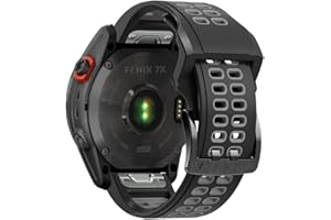 Niboow QuickFit 26mm Correa para Garmin Fenix 8 51mm/Fenix 7X Pro Solar/Fenix 7X/Fenix 6X/Fenix 6X Pro/Fenix 5X Puls, Silicona Muñequeras para Garmin Enduro 3/Epix 2 Pro 51mm - Negro/Gris