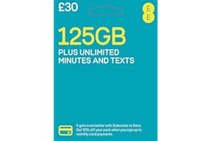 EE 125GB Data Sim includes £30 pre-paid credit, 125GB Data, Unlimited minutes & unlimited texts