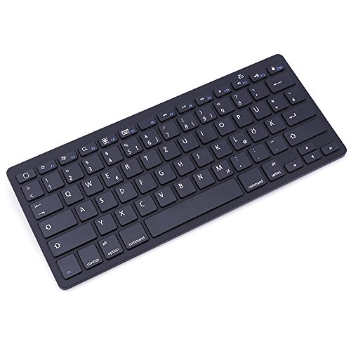 iProtect Bluetooth Wireless Tastatur QWERTZ Keyboard für iOS, Android, Mac und Windows in schwarz