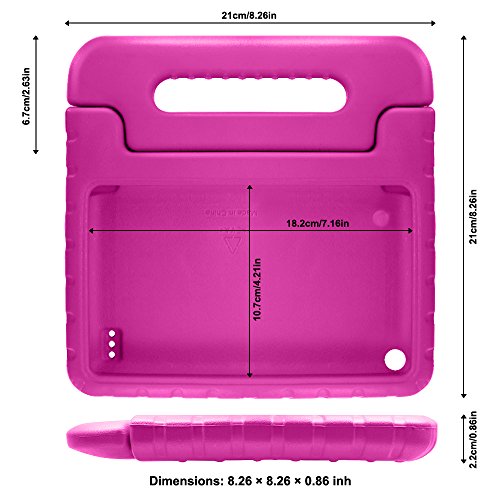 AFUNTA Feuer 7 2015 Fall, geringes Gewicht Shock Proof Convertible Griffhalterung EVA Schutz Kinder-Kasten für Amazonas Feuer 7-Zoll-Display-Tablet (5. Generation – 2015 Veröffentlichung Only) -Rose Red - 3