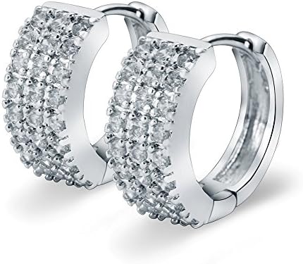 ELEGANCE PARISIENNE Stylish Hoop-Earrings 18k White-Gold-Plated SWAROVSKI ELEMENTS For Women Girls Children Teenager Glitter Shiny Rhinestone Gift Present Fashion