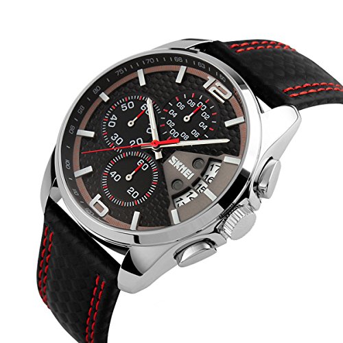 Sport Herrenuhren Quarzuhr Luxus Leder Uhrenarmbnder Chronograph Wasserdichte Kalender Armbanduhren fr Herren,Rot Sport Herrenuhren Quarzuhr Luxus Leder Uhrenarmbnder Chronograph Wasserdichte Kalender Armbanduhren fr Herren,Rot