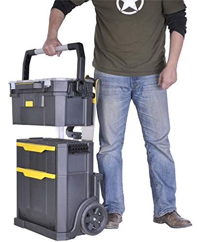Stanley Rollende Werkstatt 2in1, 19″ Werkzeugtrage mit Organizer, Schublade, Teleskopgriff, aus Kunststoff, STST1-79231 - 9
