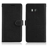 BONROY HTC U11 Hülle Karten-Fach 360°Book Klapp-Hülle Handytasche Kunst-Leder Handyhülle für HTC U11 Case Flip Cover Schutzhülle Tasche-(Dikas-3 Karte Schwarz)