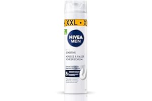 NIVEA MEN - Mousse à Raser Homme - Protège Contre 5 Signes d'Irritation - Maxi Format - Formule Sans Alcool à la Camomille & Hamamélis - Peaux Sensibles - Testée Sous Contrôle Dermatologique - 250 ml