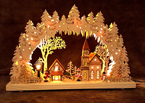 HGS Schwibbogen, Dorfkirche im Winter, Lichterbogen, LED, 3D, Weihnachten HGS Schwibbogen, Dorfkirche im Winter, Lichterbogen, LED, 3D, Weihnachten