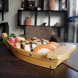 Augproveshak Creative Barque en bois Ustensiles Cuisine japonaise Sushi Sashimi plate Dish Vaisselle Décoration pour aliments de fête de bateau, Snacks, Apéritif, et bien plus encore, Taille L