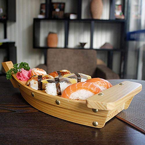 Augproveshak Creative Barque en bois Ustensiles Cuisine japonaise Sushi Sashimi plate Dish Vaisselle Décoration pour aliments de fête de bateau, Snacks, Apéritif, et bien plus encore, Taille L