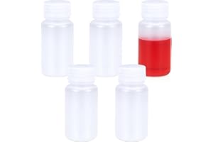 UMETASS PP Weitmundige Laborreagenzienflasche, Chemischer Behälter in Laborqualität, Versiegelte Auslaufsicheredurchsichtige Flasche, Pillenflasche, Wasserprobenflasche (Durchsichtig, 60ml)