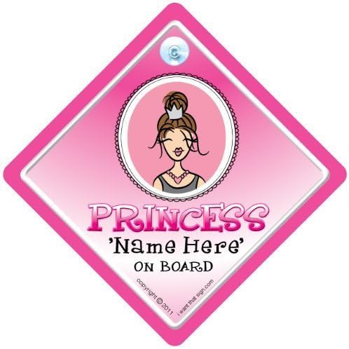 Princess On Board, Princess On Board Car Sign, Contemporary, Princess Car Sign, Personalised Princess Car Sign, Add a Name Personalised Car Sign, Baby On Board, Baby on Board, Bumper Sticker, Baby Sign, Baby Car Sign, Princess Signs