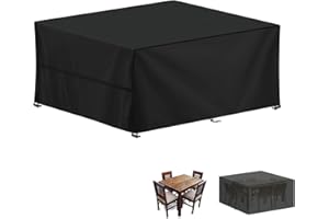 LAMUNI Housse Salon de Jardin 140x100x75cm Housse de Protection pour Meubles de Jardin, 420D Oxford Tissu Housse Table de Jardin Imperméable Bache Salon de Jardin Exterieur, Anti-UV, Rectangulaire