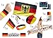 Produktbild XXL Fanartikel Set Deutschland 1x Deutschlandflagge Deutschlandfahne mit Adler, 1x Fanhut Falthut, 1x Armband Silikonarmband, 1x Fußballtröte, 1x Schminkstift, 1x Schweißarmband, 1x Fanschal Schal, 1x WM Planer DIN A3 für Herren und Damen zur Fußball WM 2018 Russland 2018