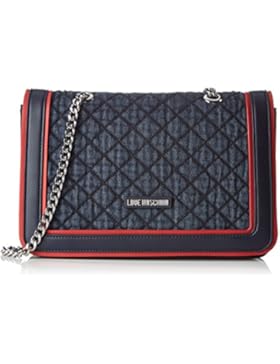 Love Moschino Damen Schultertasche, Blau (Denim), 6 x 18 x 30 cm