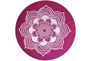 MAYLOW YOGA MIT HERZ Cojín de meditación, yoga, Celine Madeleine con funda bordada, lavable, relleno con cáscara de espelta orgánica, 33 x 15 cm, adecuado para principiantes y expertos (magenta)