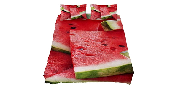 Eslifey Fruit Pastèque Parure De Lit 3 Pièces Avec Housse De Couette Et  Housse De Couette Pour Chambre À Coucher 59 X 79 Cm, Tissu Chimique,  Multicolore, Queen 88 X 90 9