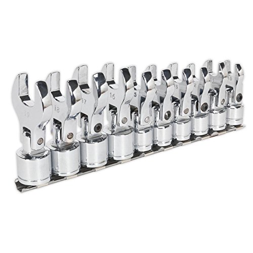 Sealey S01043 - Set di chiavi metriche a forchetta con testa flessibile, 3/8