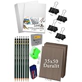 Artlantis Karakalem Eskiz &Ccedil;izim Seti Durolit Seti 35x50 cm 1 Paket Resim Kağıdı Dereceli Kalem Seti Hamur Silgi Sınav Silgisi
